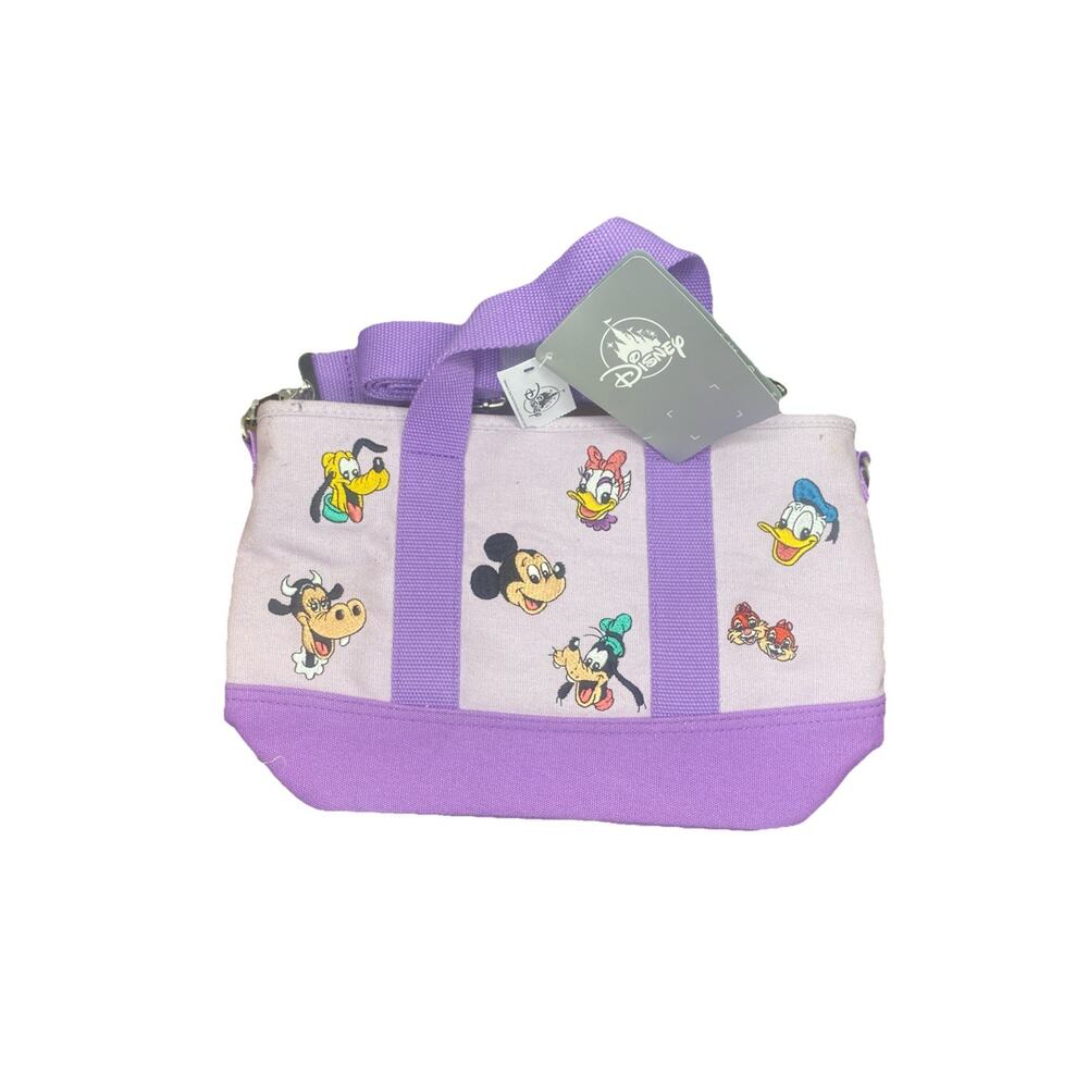 NWT Disney Parks Embroidered Mickey & Friends Purple Canvas Tote